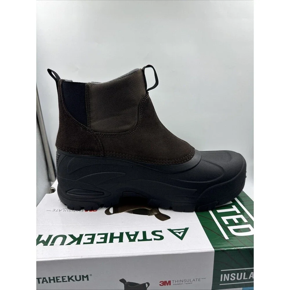 Staheekum Men's Waterproof Insulated Winter Snow Lace Up Boots Brown SIZE 12